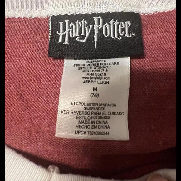 Harry Potter Women’s Long Sleeve Medium(7-8) Hogwats School Ringer Tee Vneck - Picture 3 of 9